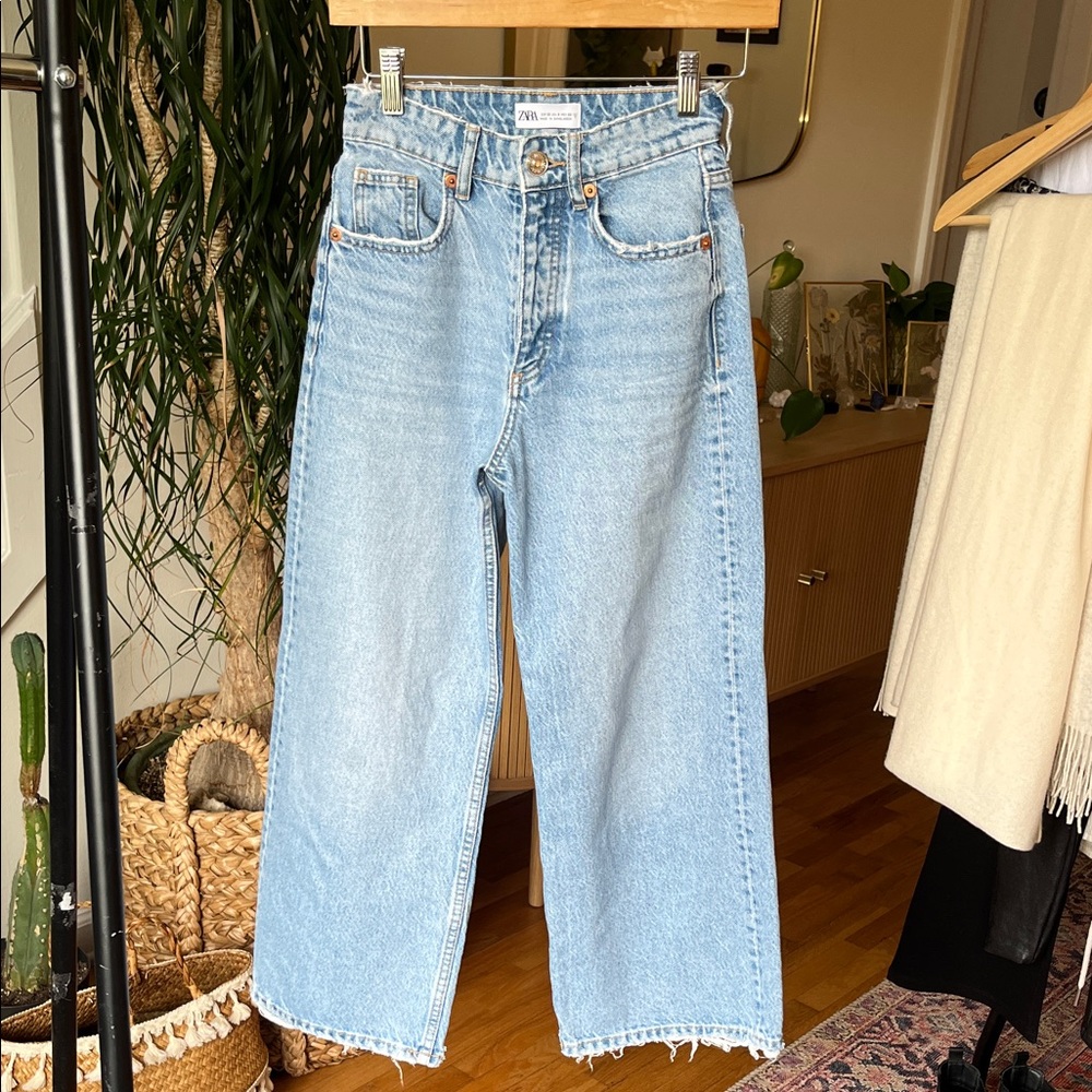 Zara Light Blue Straight Leg Jeans 0 XS
